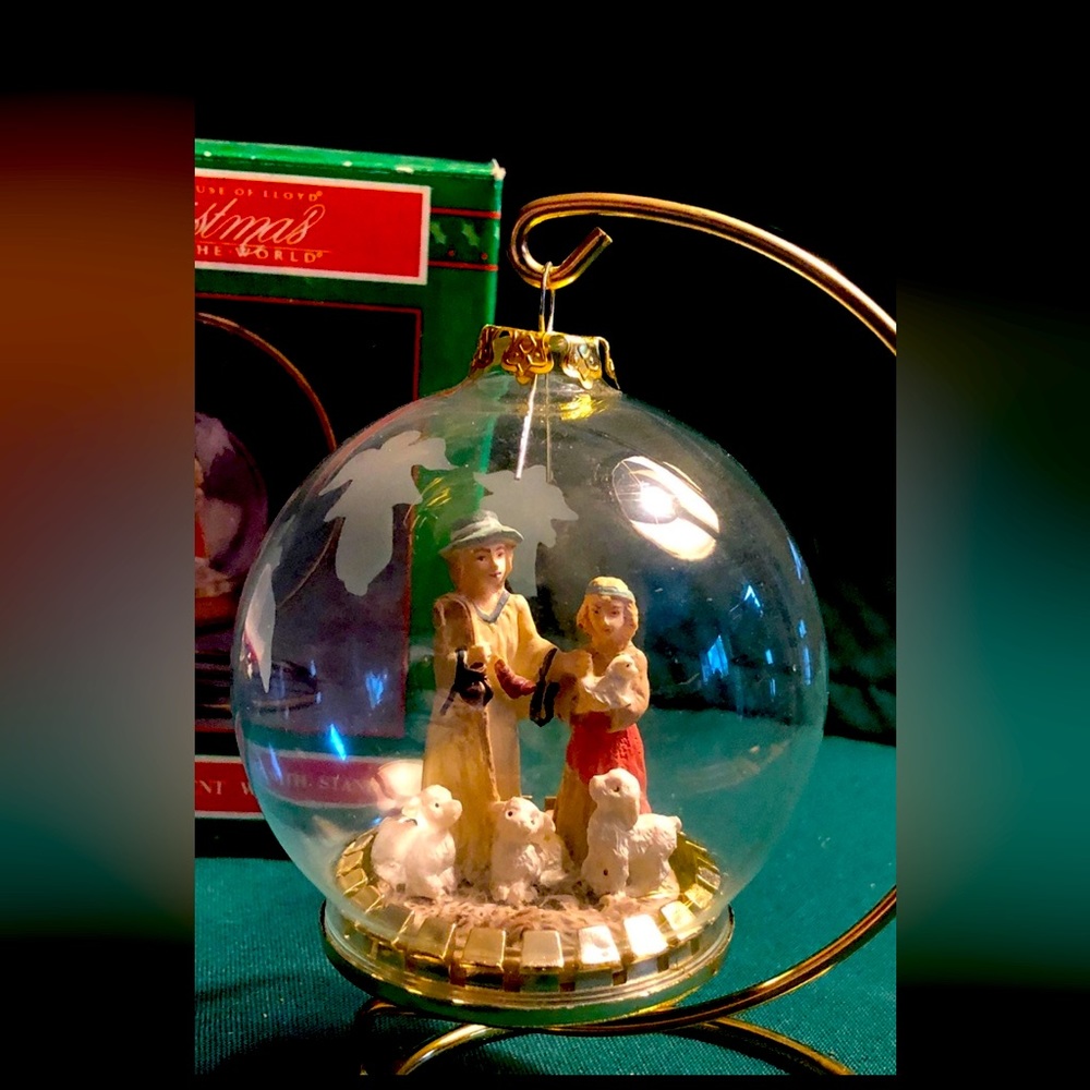 Shepherd Crystal Globe Ornament with Stand